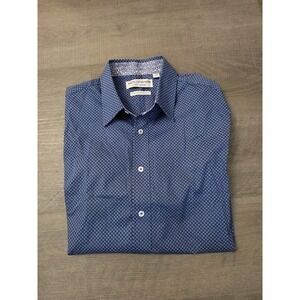 NICK GRAHAM Shirt Mens Large Blue Paisley Button Up Stretch‎ Modern Fit Casual